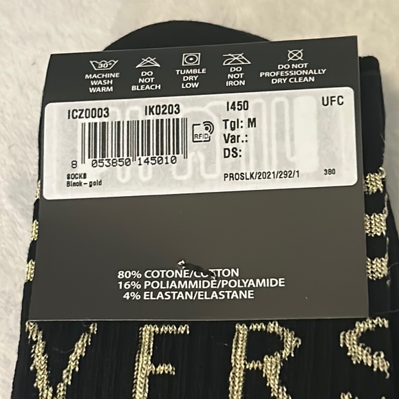 Versace Logo Crew Socks Black/Gold Size M New With Tag - Picture 4 of 6